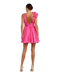 Mac Duggal Women's Ruffle V Neck Fit & Flare Mini Dress