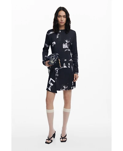 Desigual Women's Short newspaper dress