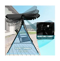 3 Person Steel Frame Patio Porch Swing with Polyester Angle and Adjustable Canopy