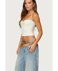 Edikted Women's Zoee Twisted Textured Halter Top