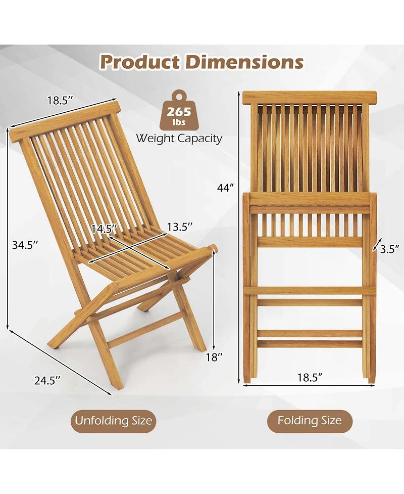 Costway Patio Chairs Set of with Slatted Seat & Backrest No Assembly Needed for Poolside