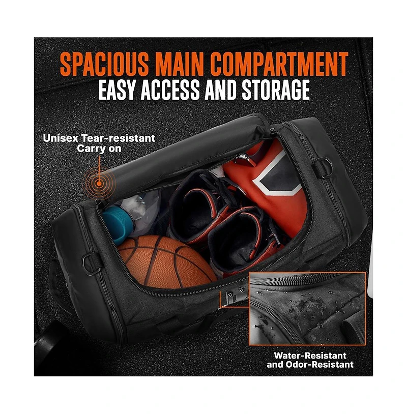 Squatz Travel Duffle Bag Pack, Foldable Overnight Bag with Compartments, Tear-Resistant Carry-On