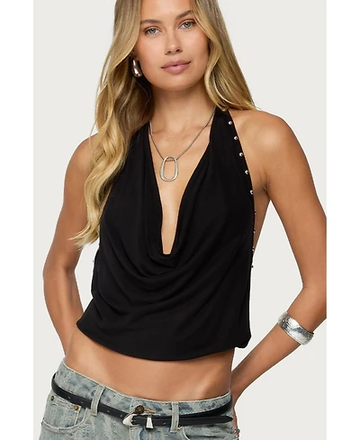 Edikted Women's Irina Stud Cowl Neck Halter Top