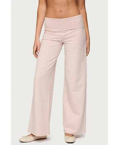 Edikted Women's Lilah Striped Fold Over Pants