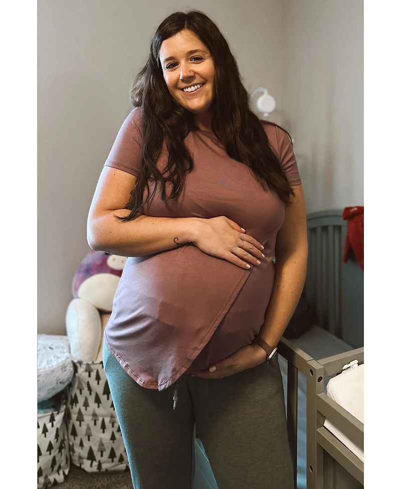 Pinkblush Mauve Layered Wrap Front Maternity Nursing Top