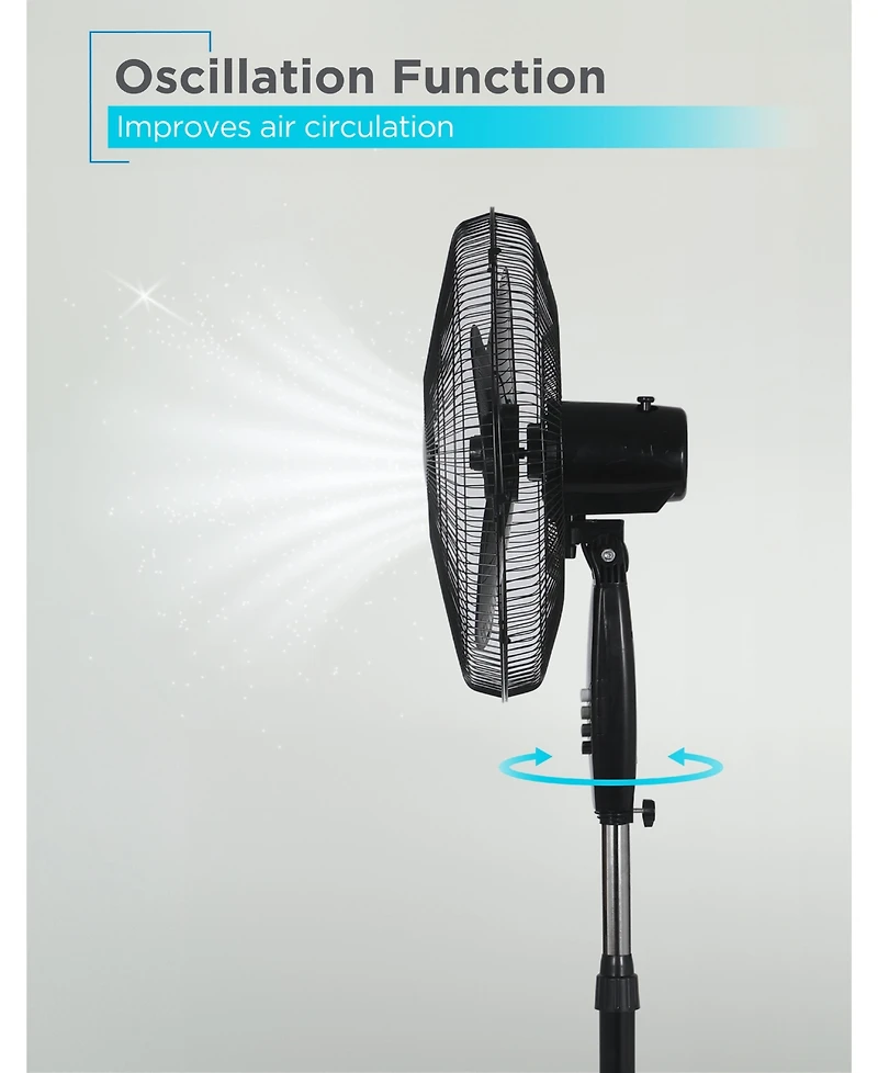 Black+Decker 18-Inch Pedestal Fan, BFP18SXW, Oscillating Fan for Home and Office