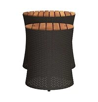 vidaXL Patio Side Tables 2 pcs with Wooden Top Black Poly Rattan