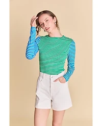 English Factory Women's Color Block Striped T Shirt