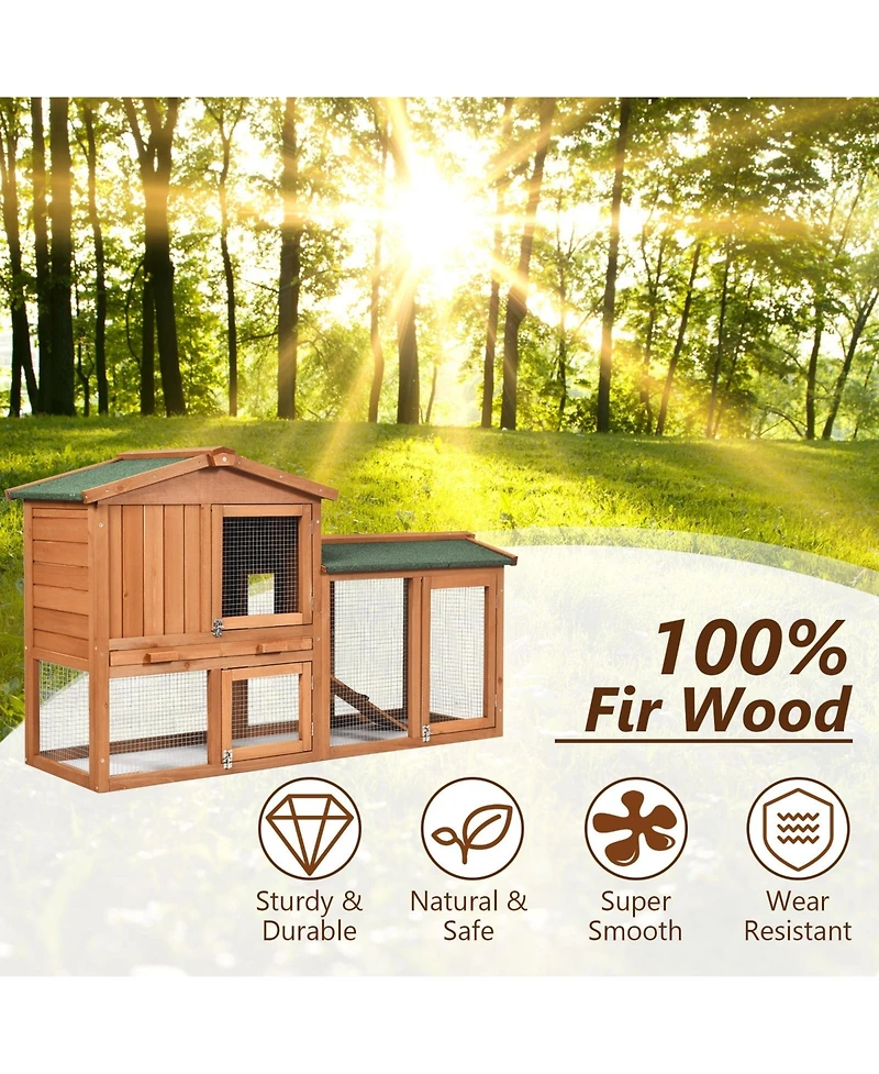 58 Inch Weatherproof Wooden Rabbit Hutch