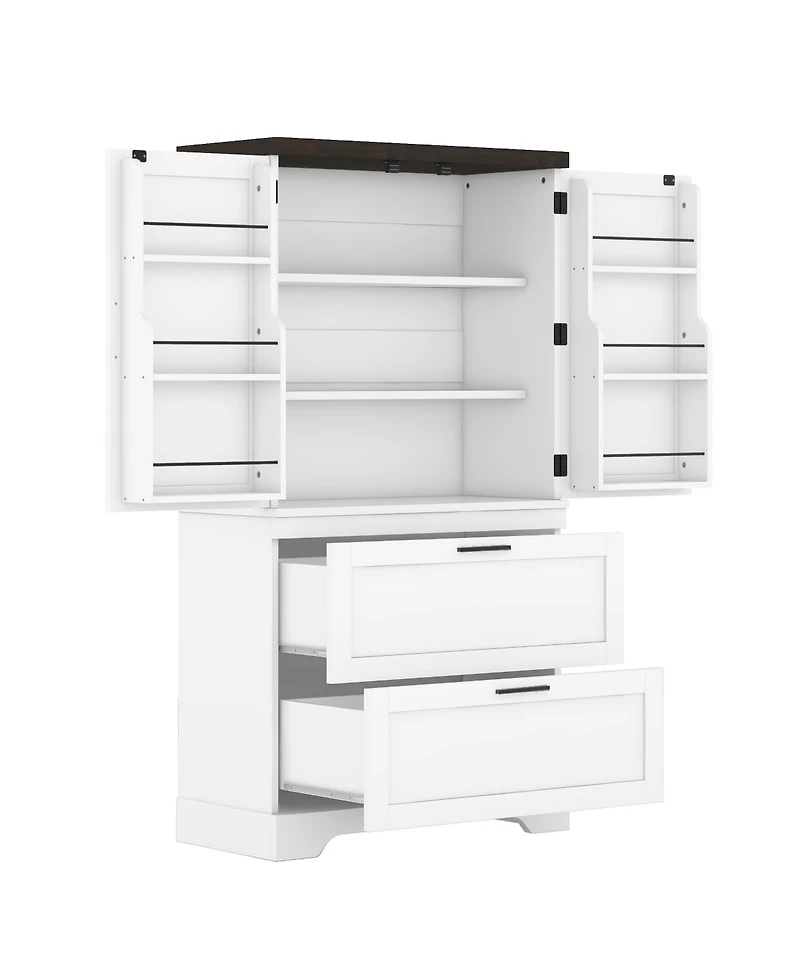 Casainc Modern Farmhouse Wooden Cabinet with Sturdy Frame, Storage Divider & Drawers for Living Room and Office