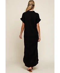 Pinkblush Maternity Charcoal Button Down Midi Dress