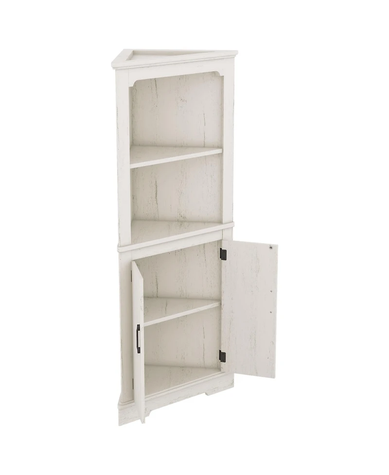 Casainc Tall Corner Cabinet with Doors, Multi-Room Storage for Living Room, Bathroom, Dining Kitchen