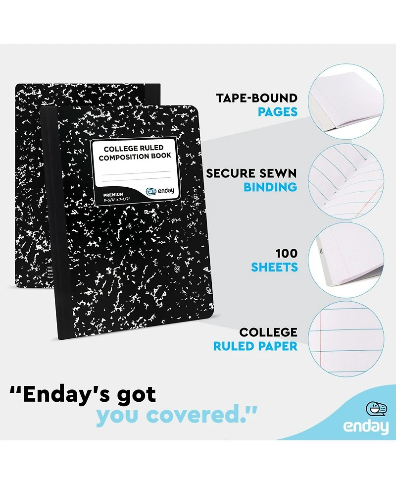 Enday Composition Notebooks College Ruled Paper, Pink Hard Cover Notebook, Premium Lined Books, 100 Sheets Notebook