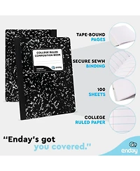 Enday Composition Notebooks College Ruled Paper, Pink Hard Cover Notebook, Premium Lined Books, 100 Sheets Notebook