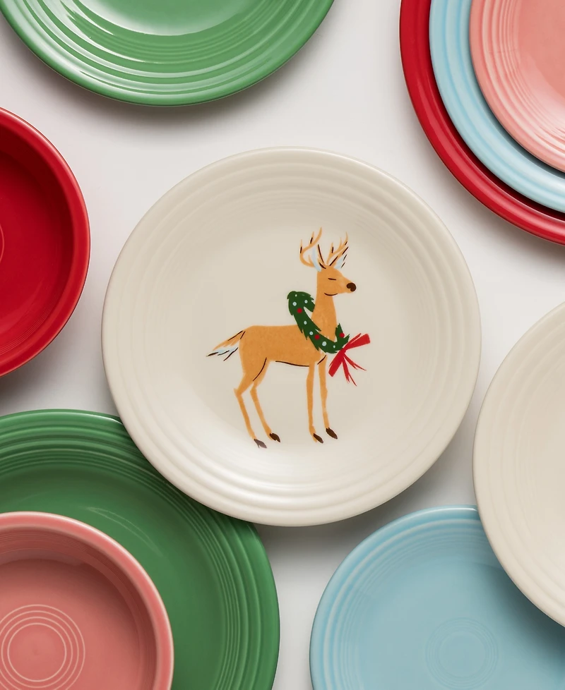 Fiesta Jolly Christmas Reindeer Classic Rim 9" Luncheon Plate