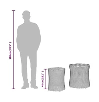 vidaXL Patio Side Tables 2 pcs with Wooden Top Gray Poly Rattan