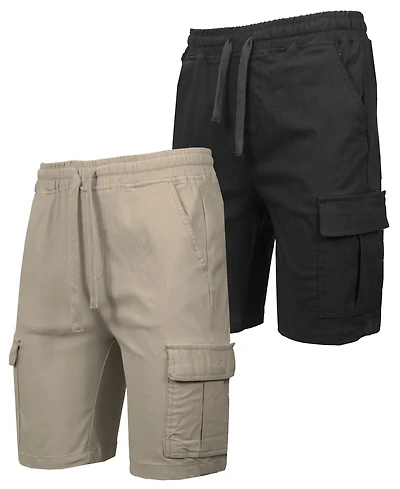 Galaxy By Harvic Men's 2-Pack Super Flex Stretch Cargo Jogger Shorts