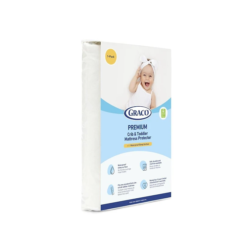 Graco Premium Waterproof Crib and Toddler Mattress Protector - 1 Pack