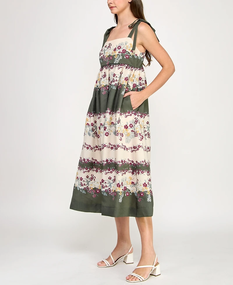 Row A Juniors' Printed Woven Sleeveless Fit & Flare Dress