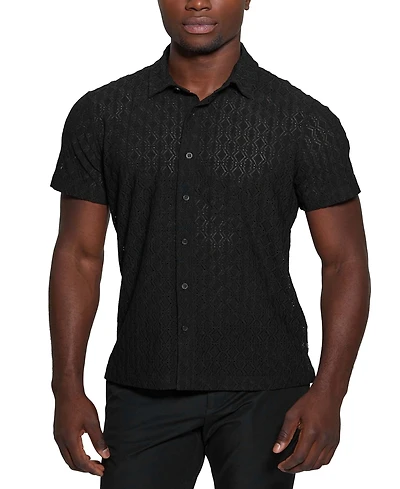 Guess Men's Reeves Woven Short Sleeve Button-Up Shirt