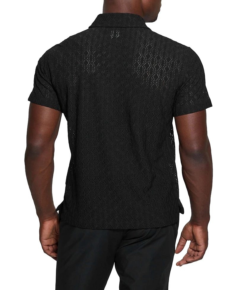 Guess Men's Reeves Woven Short Sleeve Button-Up Shirt