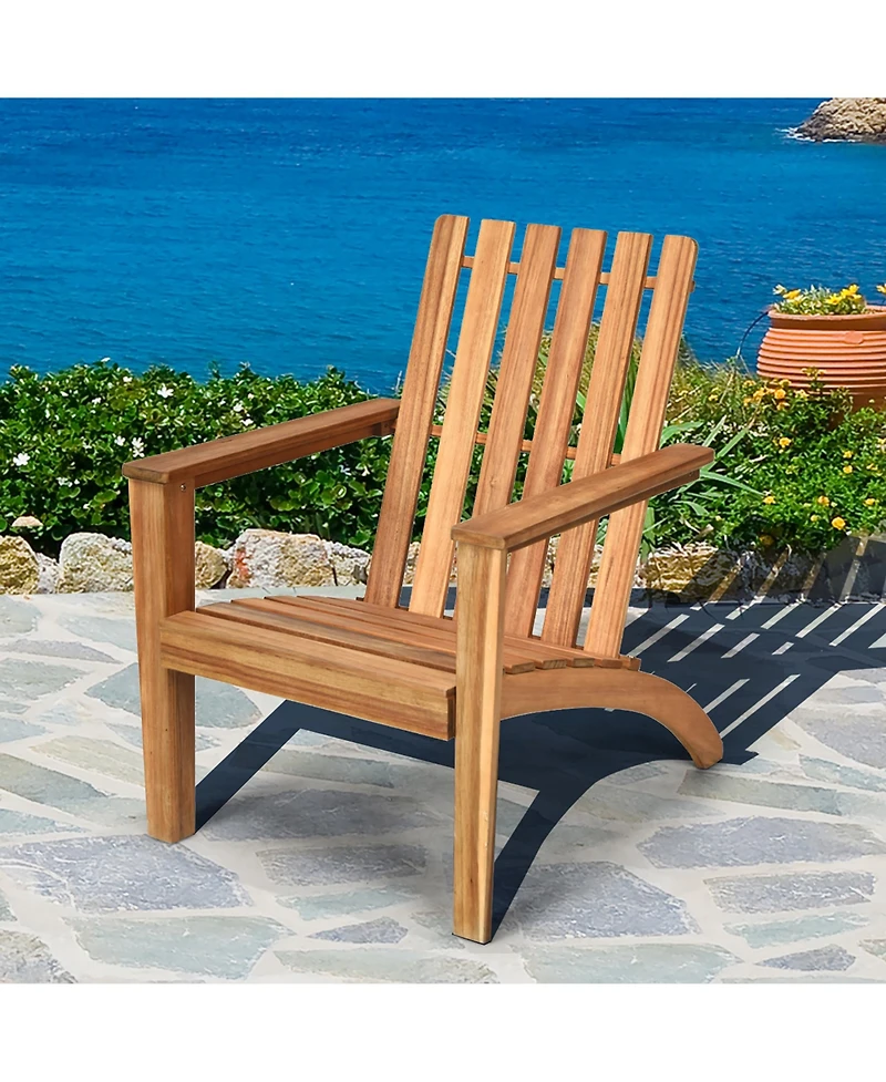 Costway 2PCS Patio Acacia Wood Adirondack Chair Lounge Armchair sturdy Outdoor Garden