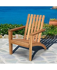Costway 2PCS Patio Acacia Wood Adirondack Chair Lounge Armchair sturdy Outdoor Garden