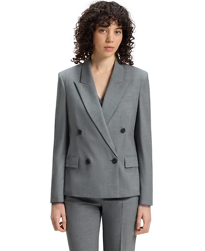 Boss by Hugo Women's Melange Virgin Wool Double-Breasted Blazer