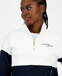 Tommy Hilfiger Women's Colorblock Quarter Zip Sweatshirt