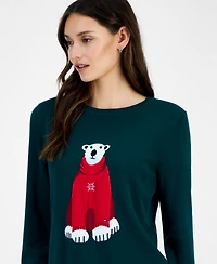 Tommy Hilfiger Women's Cotton Snowflake Bear Crewneck Sweater