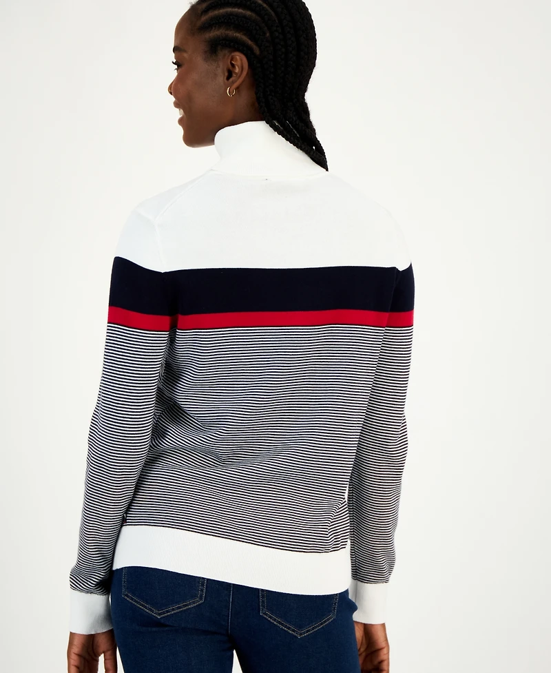 Tommy Hilfiger Women's Cotton Striped Turtleneck Sweater