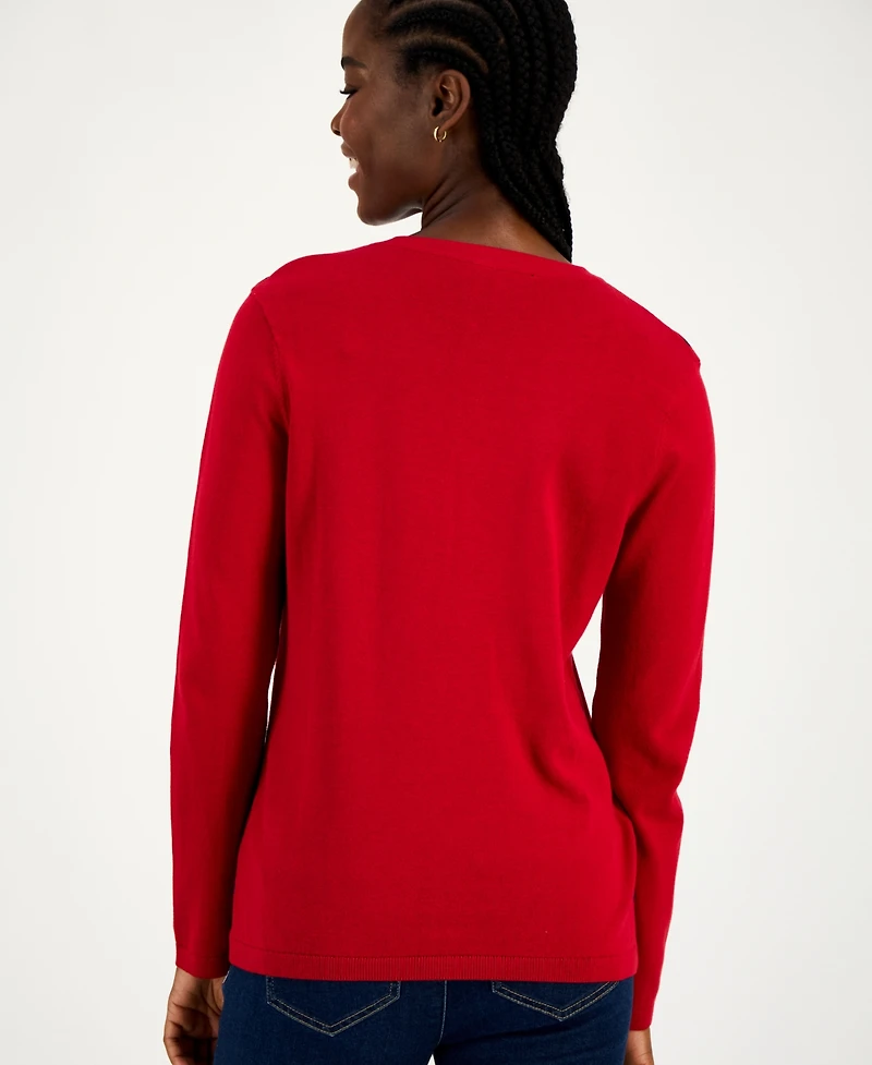 Tommy Hilfiger Women's Cotton Heart V-Neck Sweater
