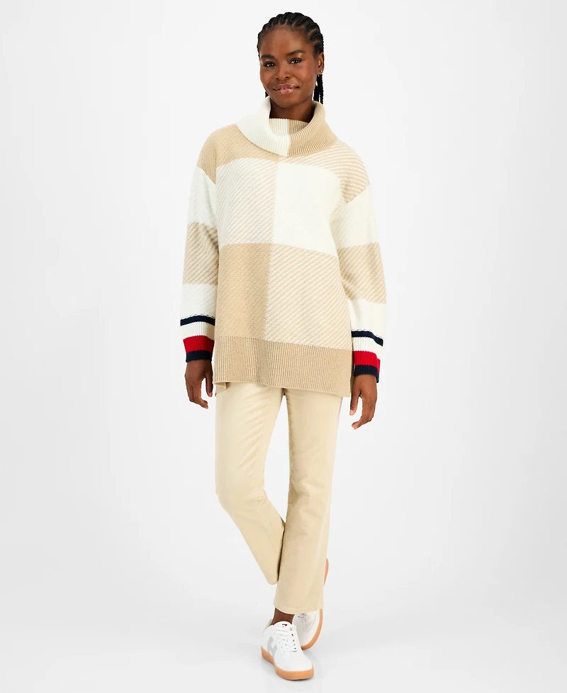 Tommy Hilfiger Women's Plaid Cowlneck Sweater