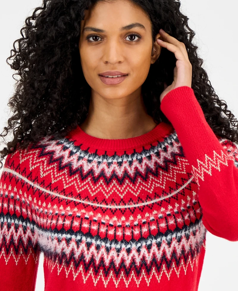 Tommy Hilfiger Women's Round-Neck Long-Sleeve Fair Isle Sweater