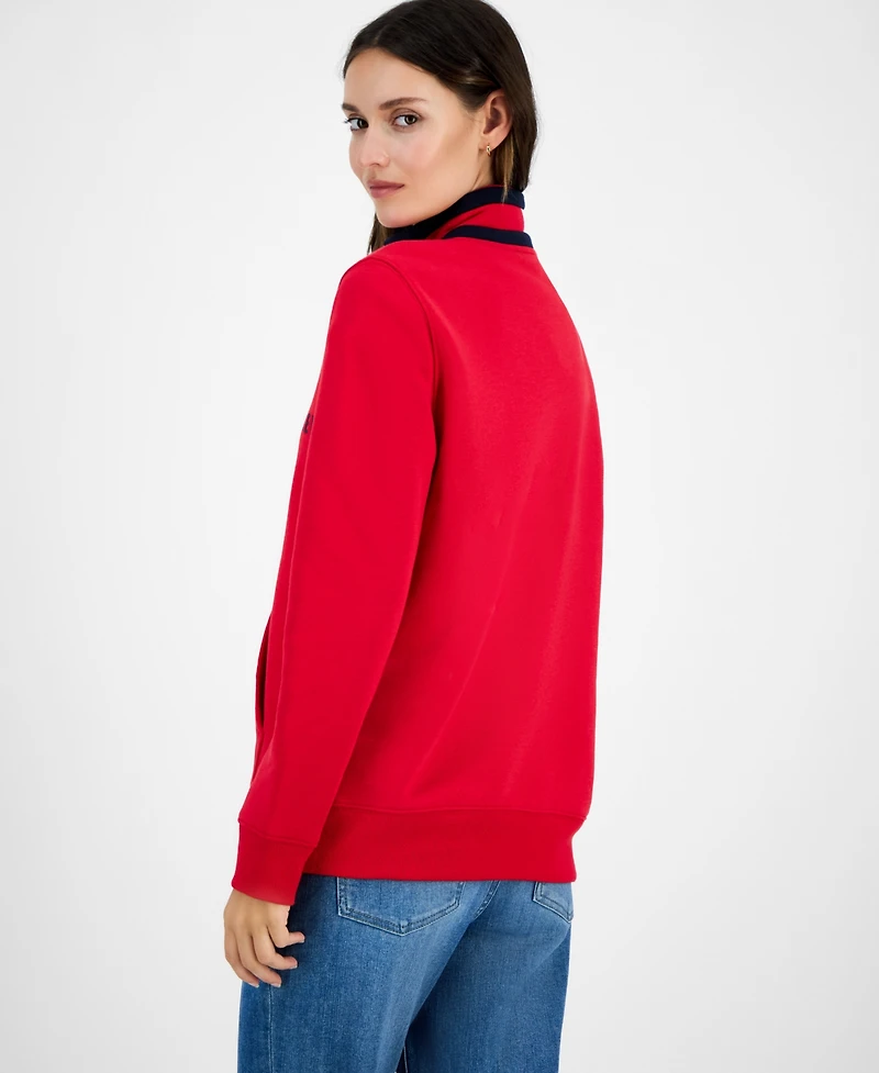 Tommy Hilfiger Women's Quarter Zip Embroidered Logo Sweatshirt