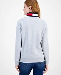 Tommy Hilfiger Women's Quarter Zip Embroidered Logo Sweatshirt