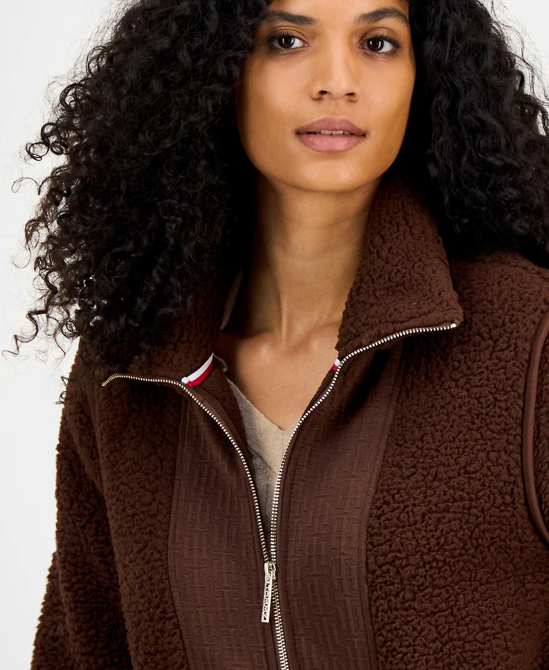 Tommy Hilfiger Women's Sherpa Zip-Front Long-Sleeve Jacket