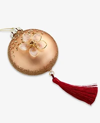 Holiday Lane Berry Tones Tasseled Gold Disk Ornament, Macy's Exclusive