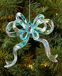 Holiday Lane Pastel Shine Blue Glitter Bow Ornament, Macy's Exclusive