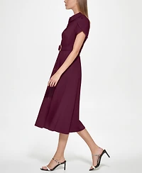 Calvin Klein Women's Scuba Crepe Belted Shirtdress