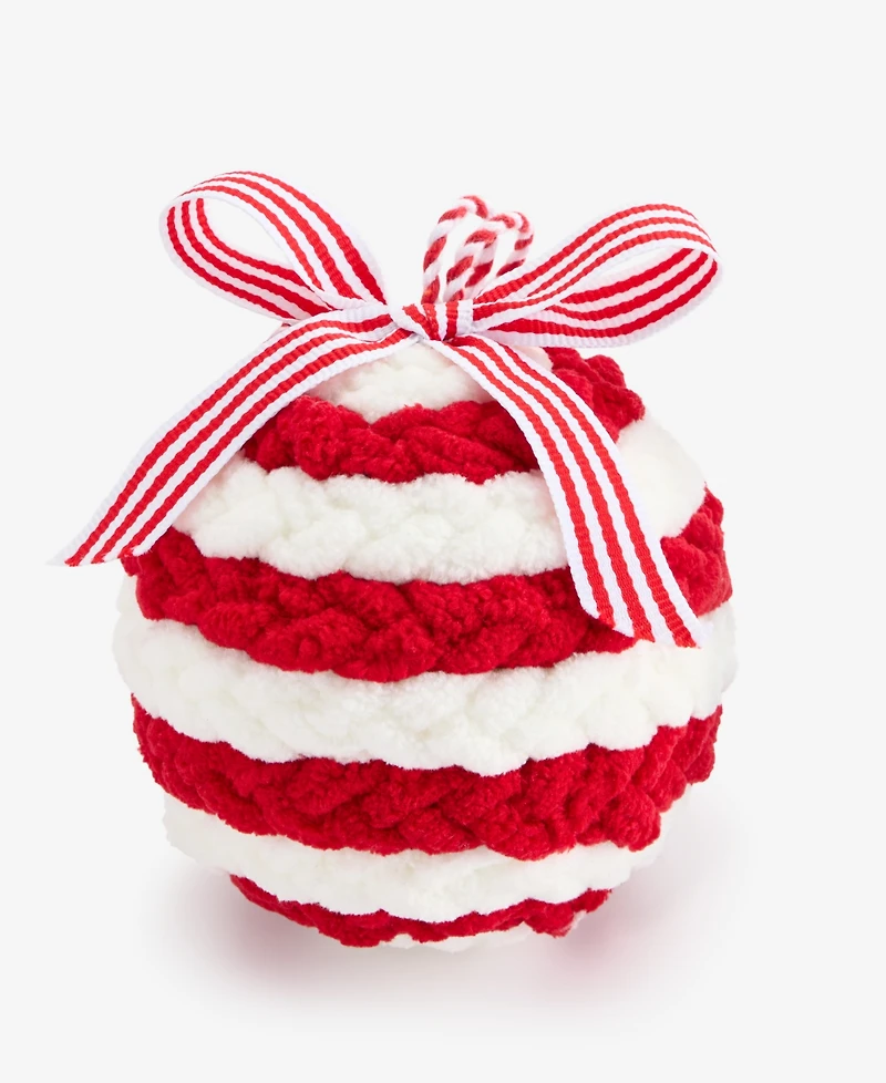 Holiday Lane Christmas Cheer Soft Red Stripe Ball Ornament, Macy's Exclusive