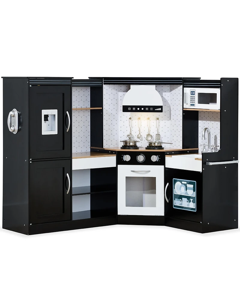 Best Choice Products Pretend Play Corner Kitchen, Interactive Wooden Kids Set w/ Lights & Sounds