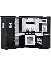 Best Choice Products Pretend Play Corner Kitchen, Interactive Wooden Kids Set w/ Lights & Sounds