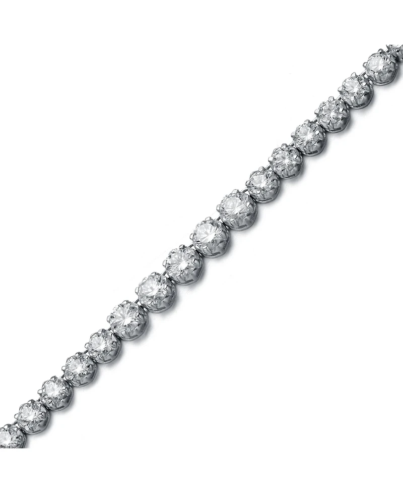 Genevive Sterling Silver with Cubic Zirconia Graduated Circle Link Tennis Necklace