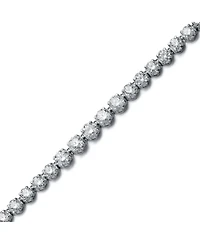 Genevive Sterling Silver with Cubic Zirconia Graduated Circle Link Tennis Necklace