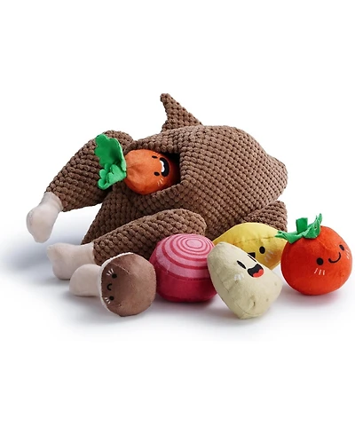 Nocciola 7-in-1 Turkey Dog Toy,Big Turkey Puzzle Toy with 6 Squeaky Veggie Plush Toy, Interactive Enrichment Dog Toys for All Breeds