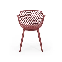Set Of 2 Outdoor Dining Chair In Red