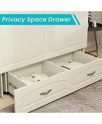 livelylodge Murphy Bed Cabinet, Queen Murphy Bed with Usb and Charging Ports, Murphy Bed Cabinet with Drawer Includes Storage Cabinet for Guest Room