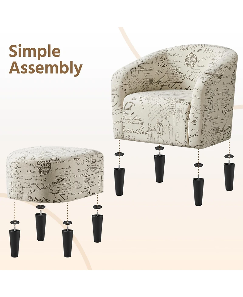 Yaheetech Contemporary Fabric Club Chair and Ottoman Set