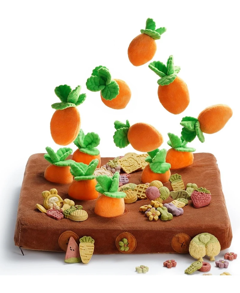 Nocciola 12 Pcs Carrot Squeaky Dog Toys with Puzzle Feeding Carrot Patch